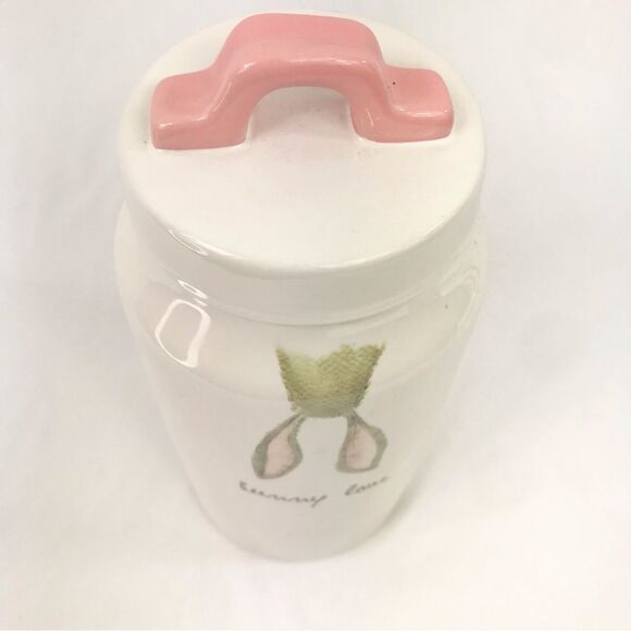 Rae Dunn Bunny Love White Tan Bunny Ears 10” Tall Ceramic Canister Jar - Picture 5 of 14